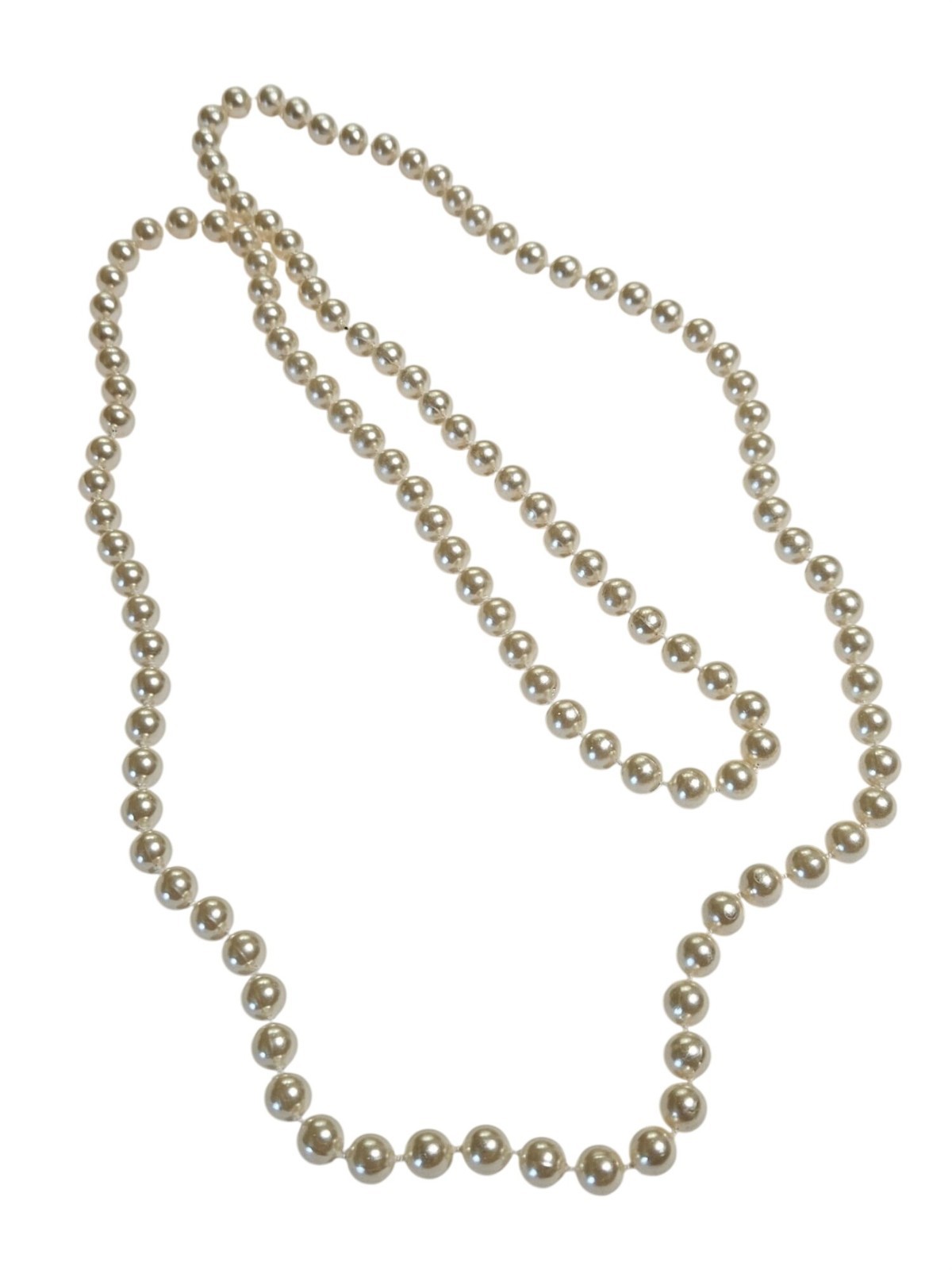 Vintage Plastic Faux Pearl Beaded Necklace 45 inches Long No Clasp