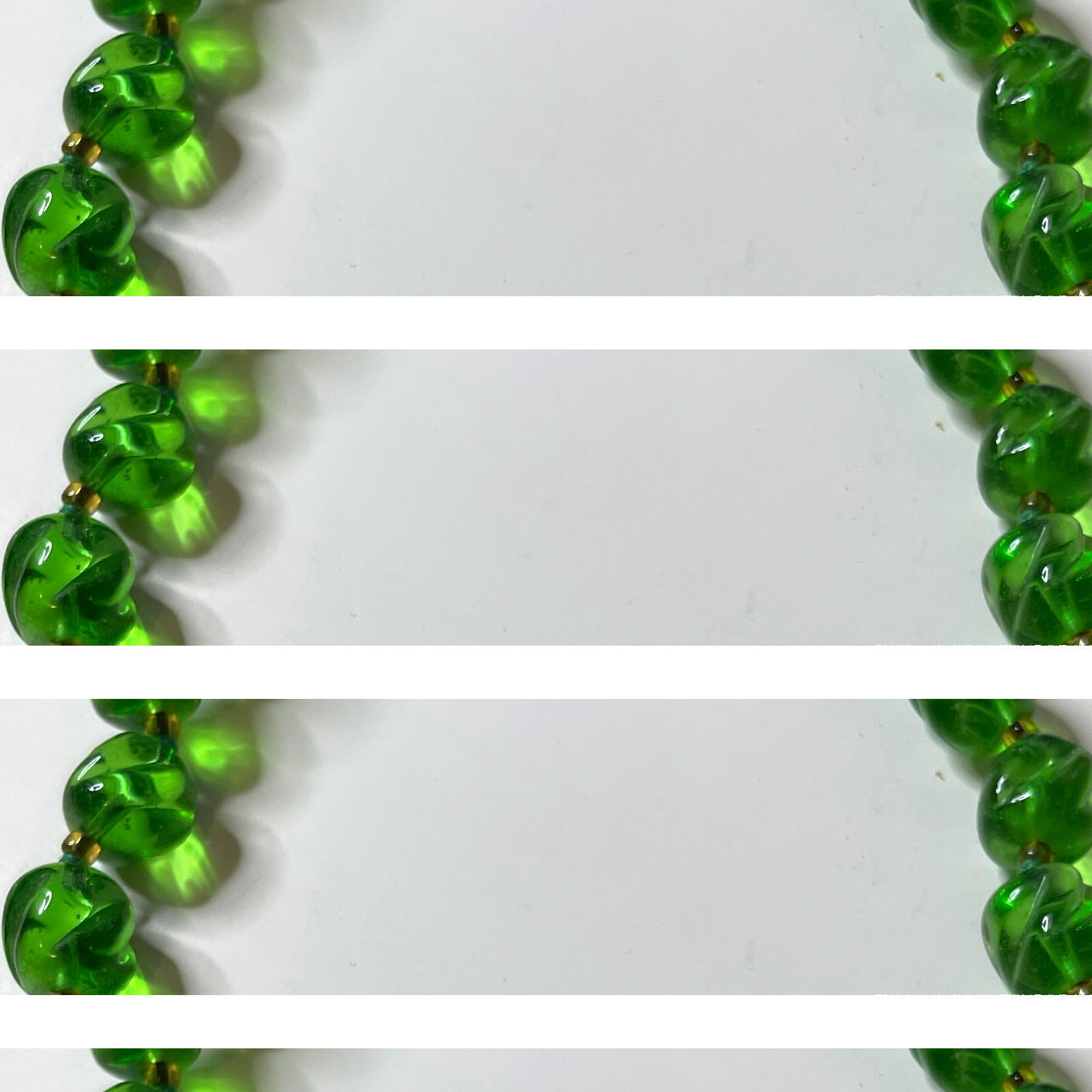 Vtg MURANO Chunky Glass Bead Necklace w Tag Handmade Italy Green Gold Foil NWT