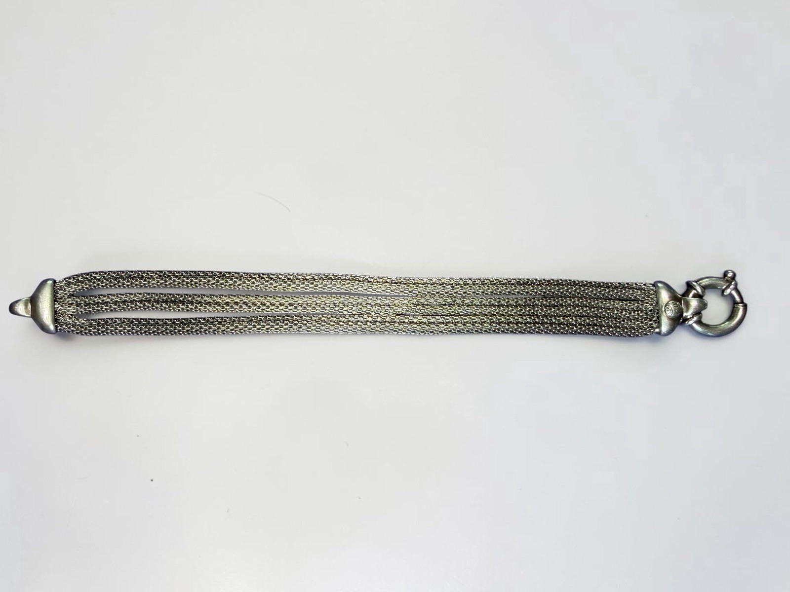 VTG Italy Popcorn 925 Sterling Silver 6 Strand Woven Mesh Bracelet 7.5″ 29g