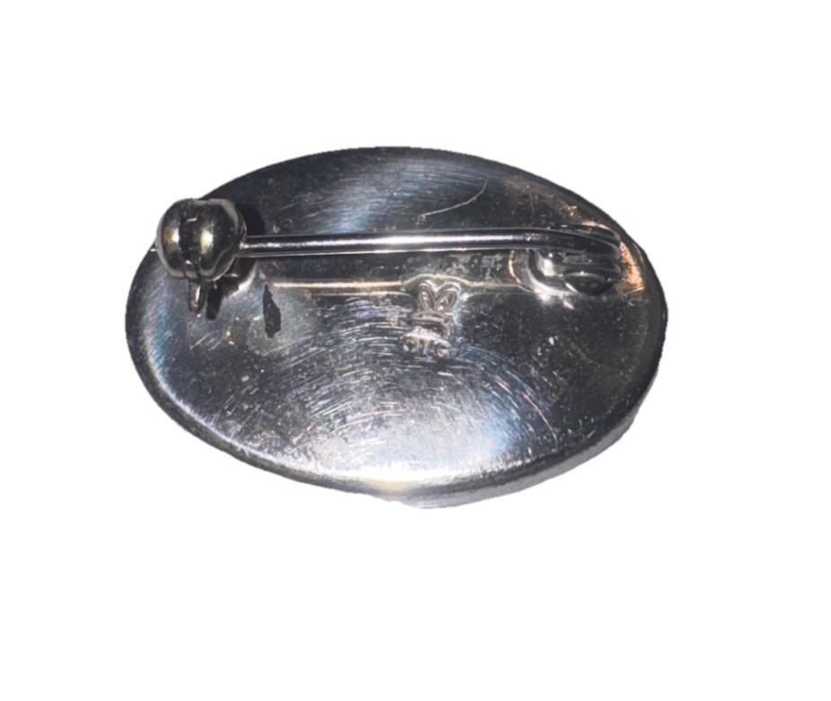 Vintage / Antique Sterling Silver and Natural Abalone Shell Pin Oval, Small