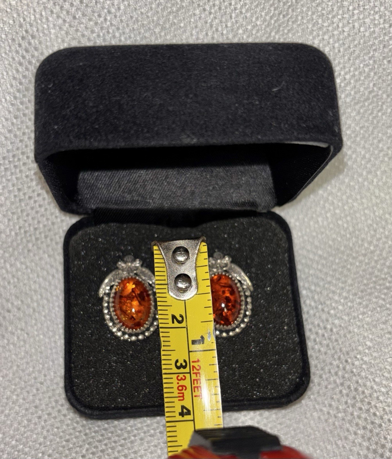 VTG Carolyn Pollack Sterling Cognac Amber Earrings Signed