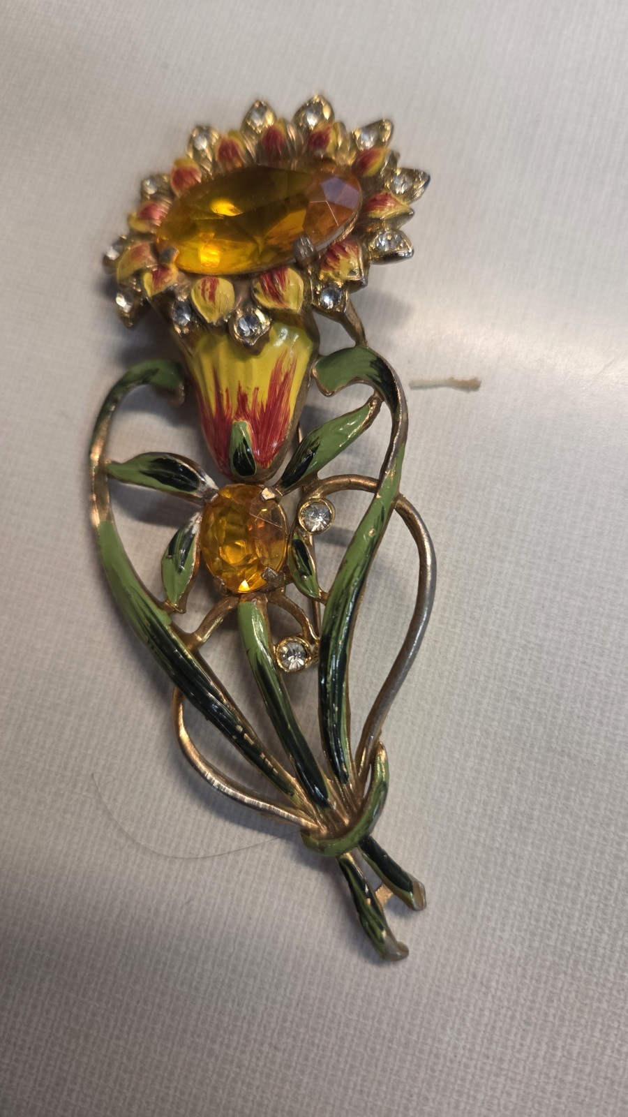 Vintage 1930s-1950s Large Sun Flower Brooch Pin
