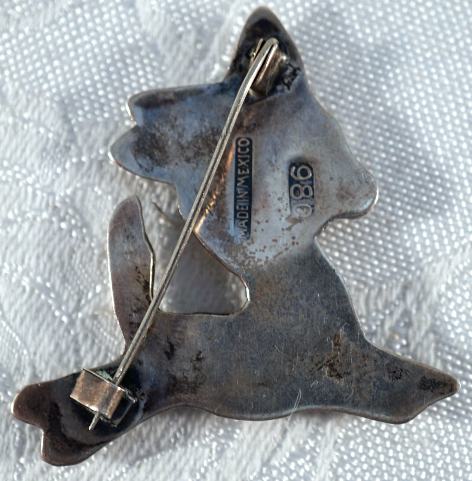 980 Silver Donkey with Birthday Hat Made in Mexico Pin / Brooch