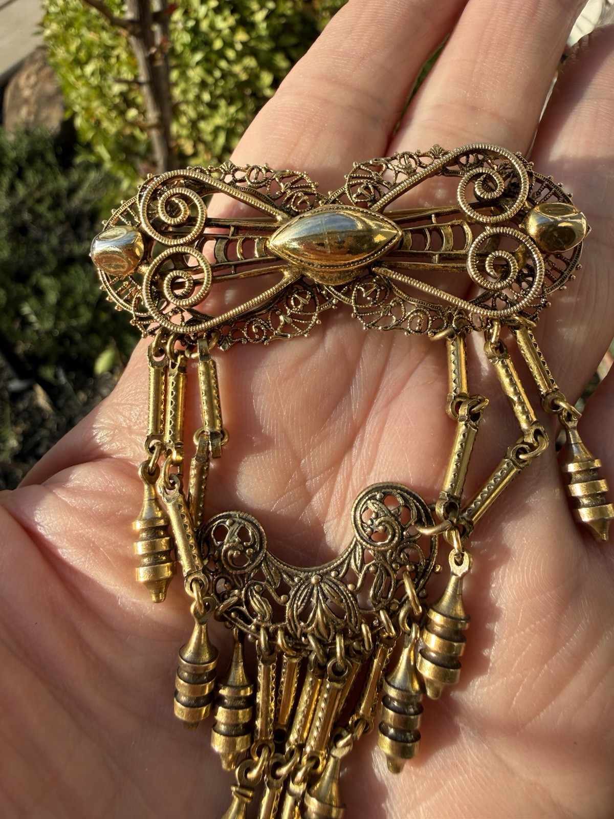 Original By Robert Vintage Victorian Revival Antique Gold Plated Festoon Brooch