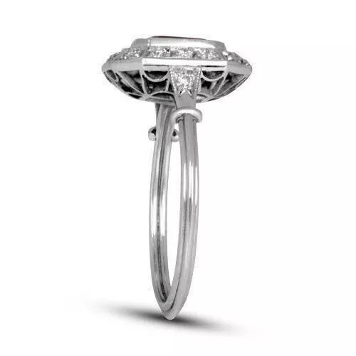 Art Deco Ruby Engagement Ring 14K White Gold FN Vintage Style Cocktail Ring Gift