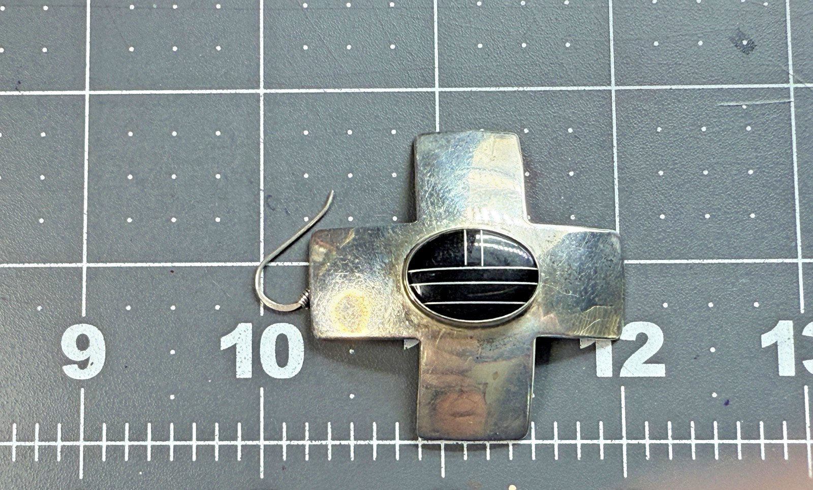 VTG Native American Silver 925 Maltese Cross Earrings w/Onyx Signed Ben G Chavez