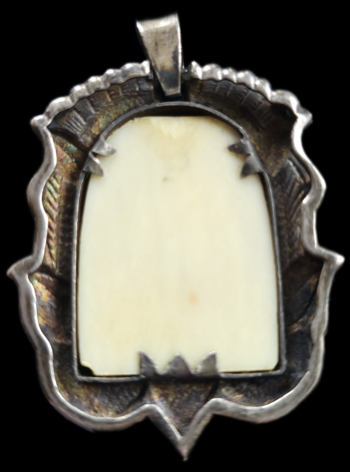 Fine Antique Art Nouveau Silver Gold Madonna Virgin Mary and Jesus Pendant C1900