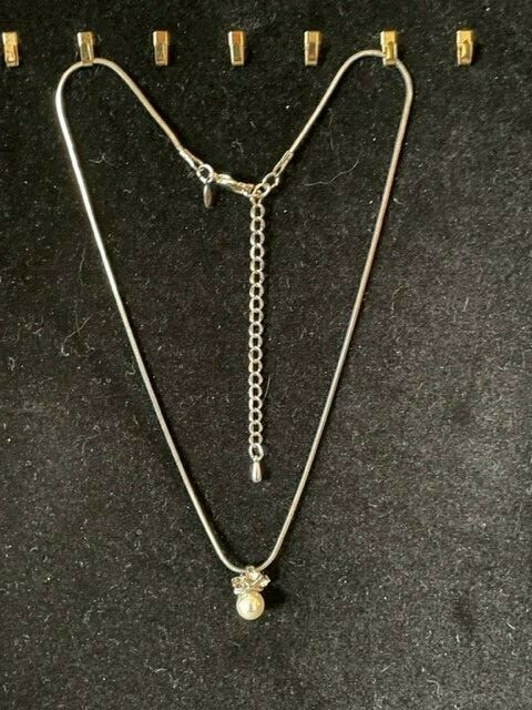 Avon Pearl and CZ Pendant on a 16″ Snake Chain Necklace with 3″ extender