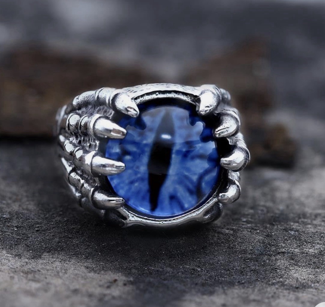 Gothic Punk Devil Evil Eye Dragon Eagle Claw Decorative Eyeball Adjustable Ring