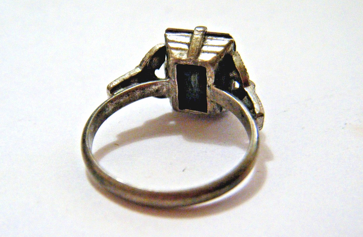 Vintage 30s Cushion Cut Amethyst Crystal Carl Art Deco Sterling Silver Ring sz 5