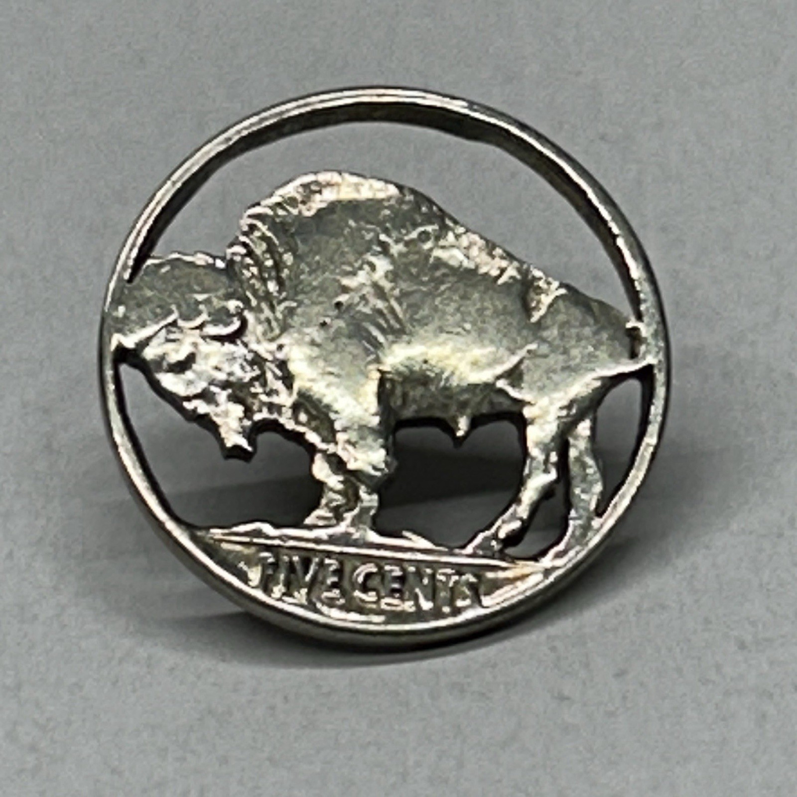 Vintage Cut Out Buffalo Nickel Coin Tie Tac Pin Native American Indian Head