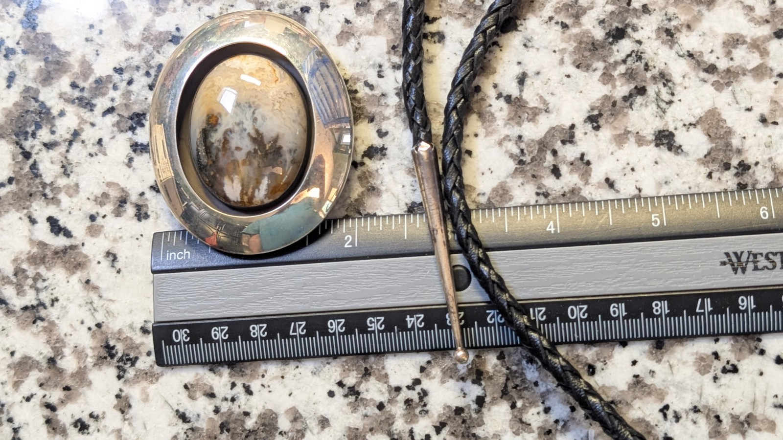 VTG STERLING SILVER BOLO SIGNED ABOUT 36 1/2″ LONG CORD BOLO WEIGHS 50.5+ GRAMS