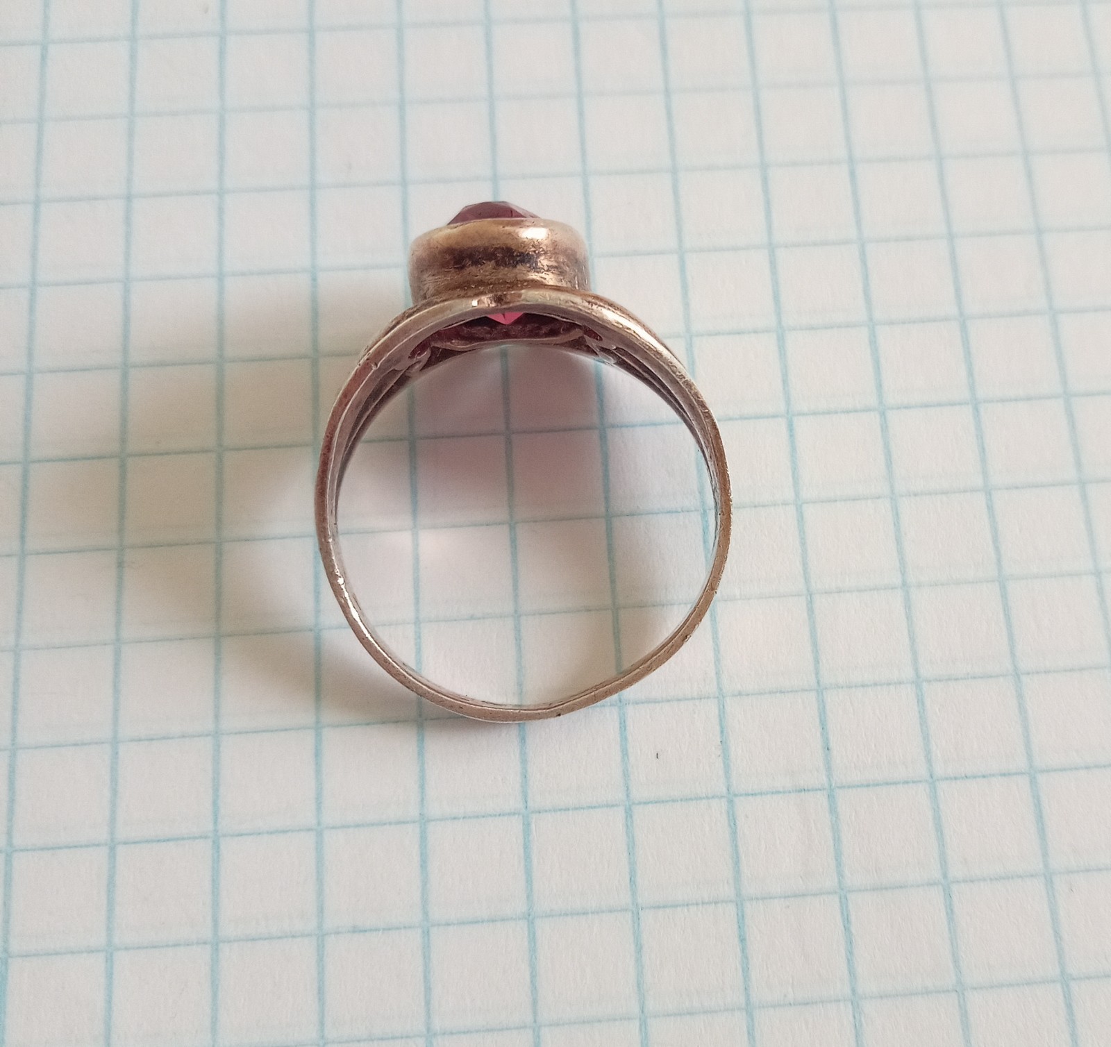 Vintage Ring Red stone Gilt Silver 875 star USSR times Women’s Jewelry size 8.5