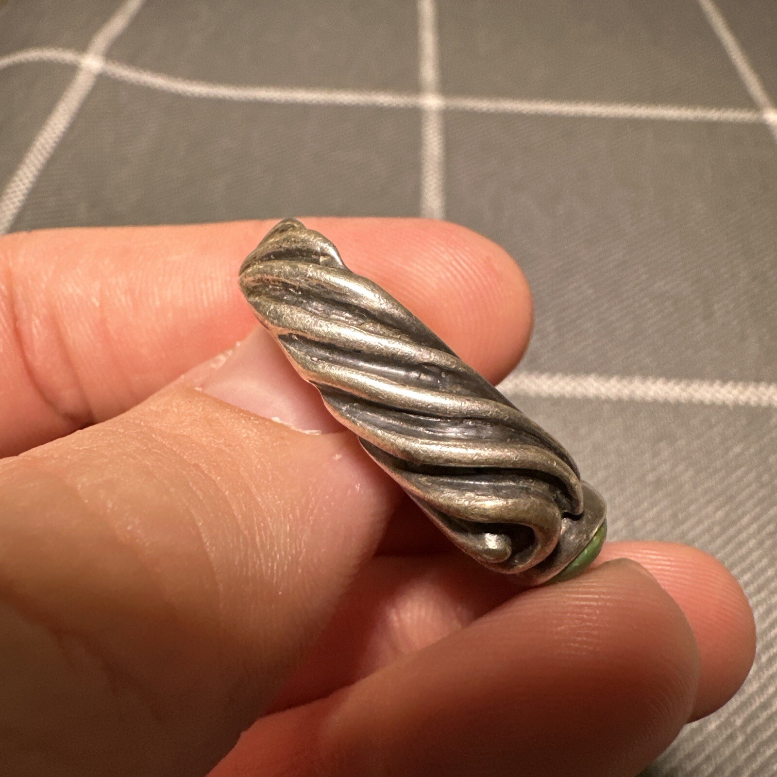 Vintage Dian Malouf Sterling Silver 14k Turquoise Statement Ring Size 8.25