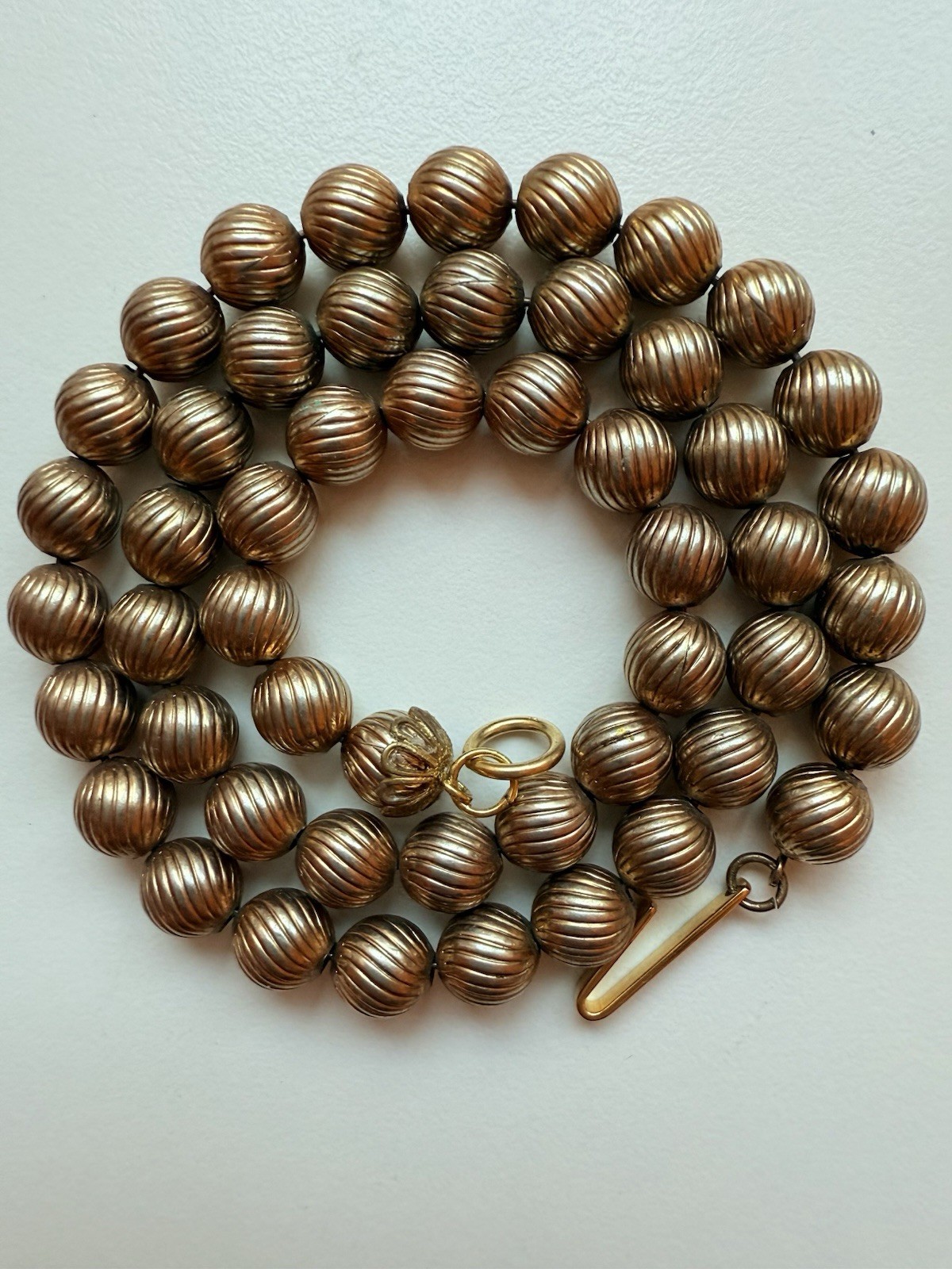 Vintage Ball and Chain Gold Textured Bead Necklace (3016)
