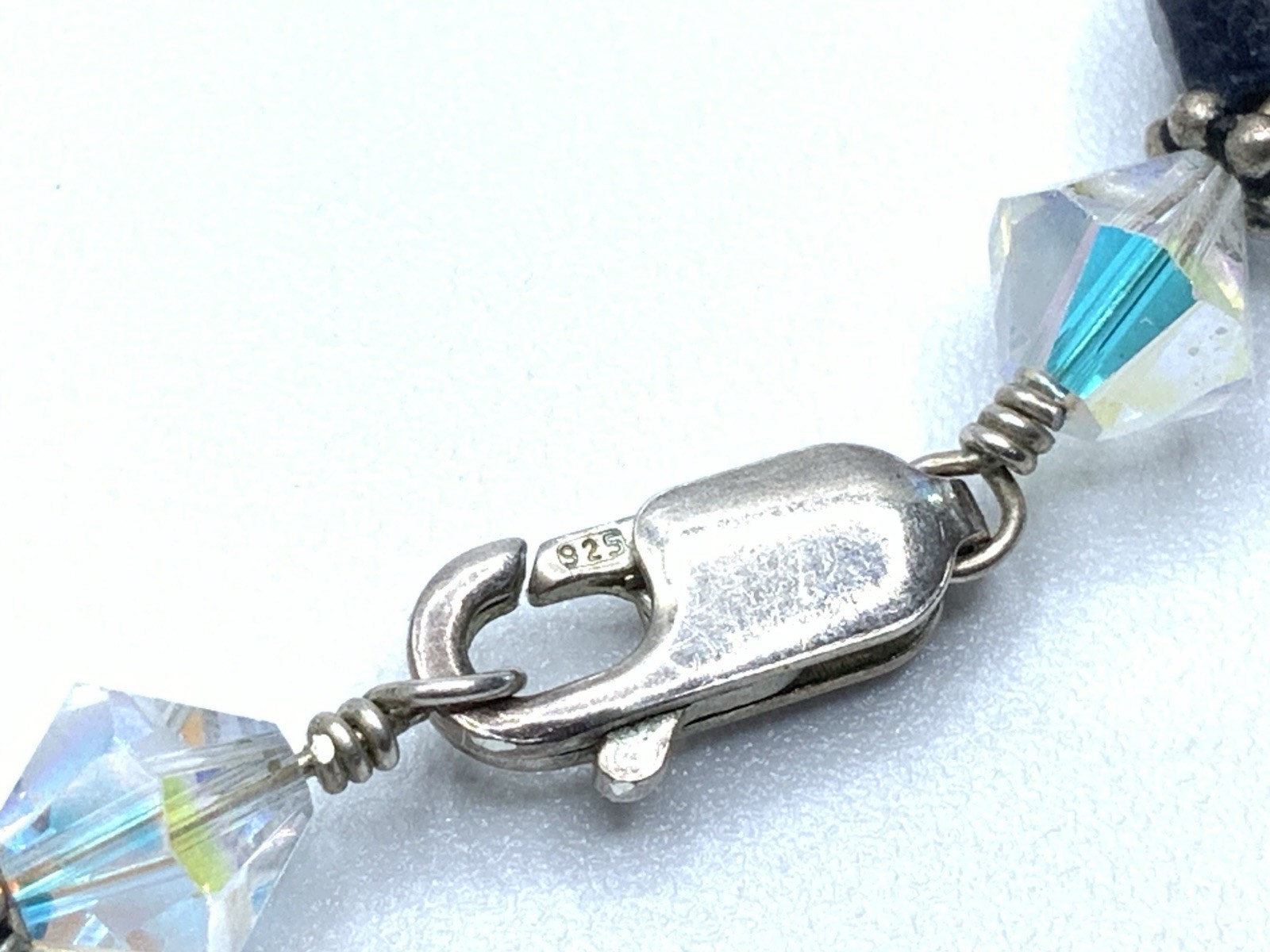 Vintage Sterling Silver 925 Faceted Iolite Nugget Stones 16” Necklace