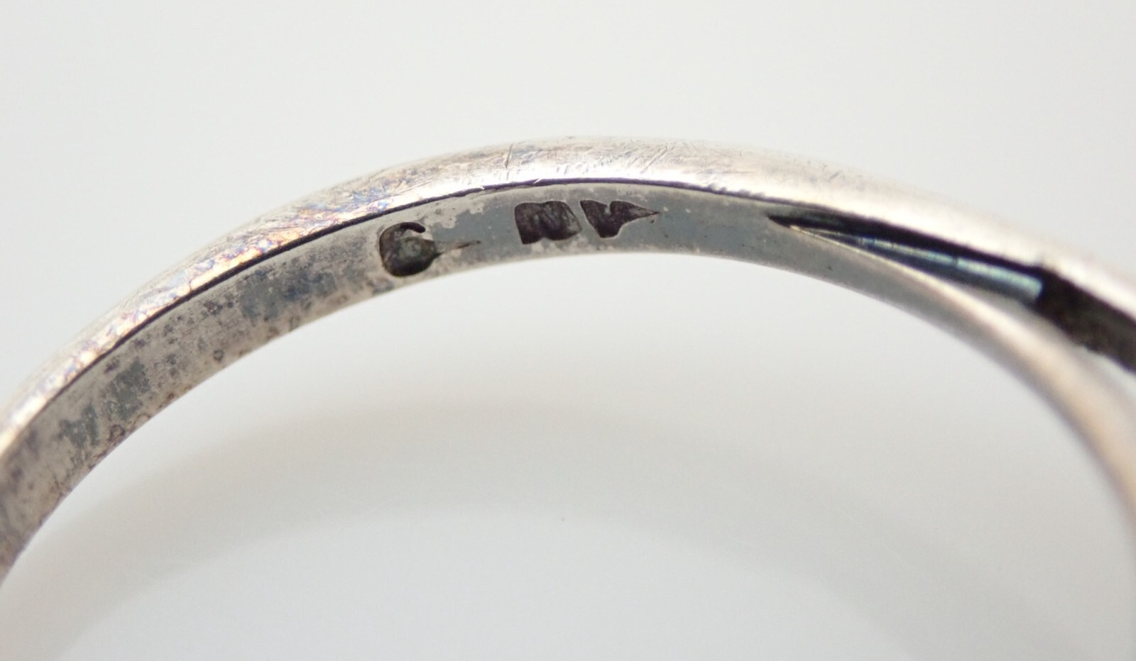 Vintage NV Signed Blue Topaz White Quartz Sterling Silver Band Ring Sz 6