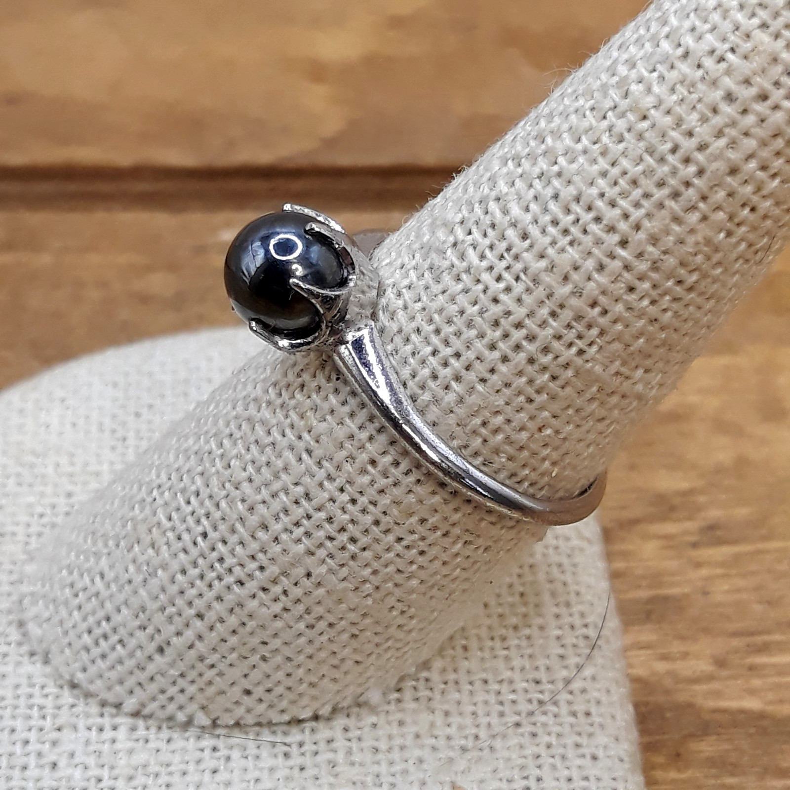 Vintage 1930s Clark And Coombs Gray Cultured Pearl Sterling Silver Ring Sz. 8.5