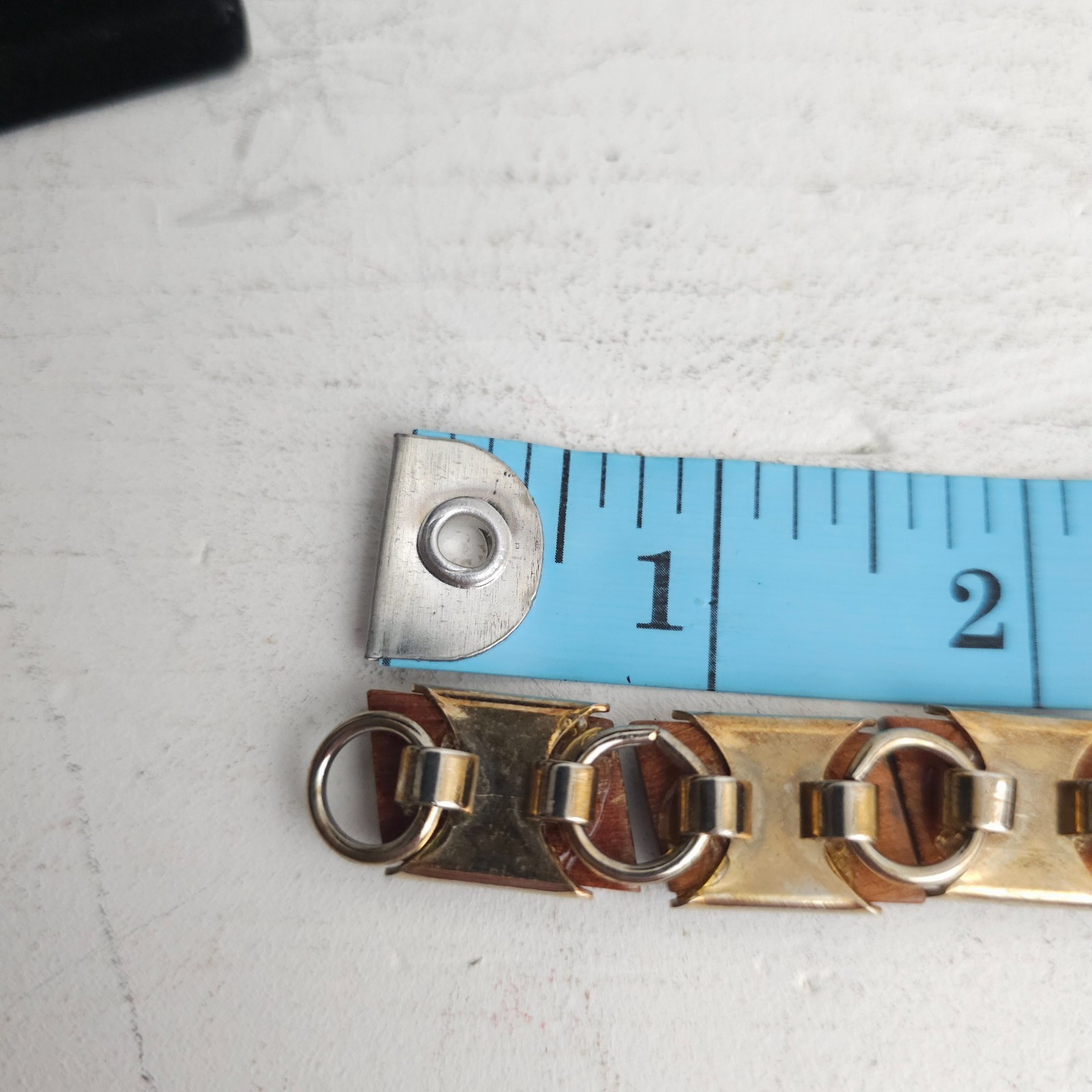 Vtg Modernist MCM Wood Tile Link Bracelet Boho 1960s 70s Earthy Natural Minimal