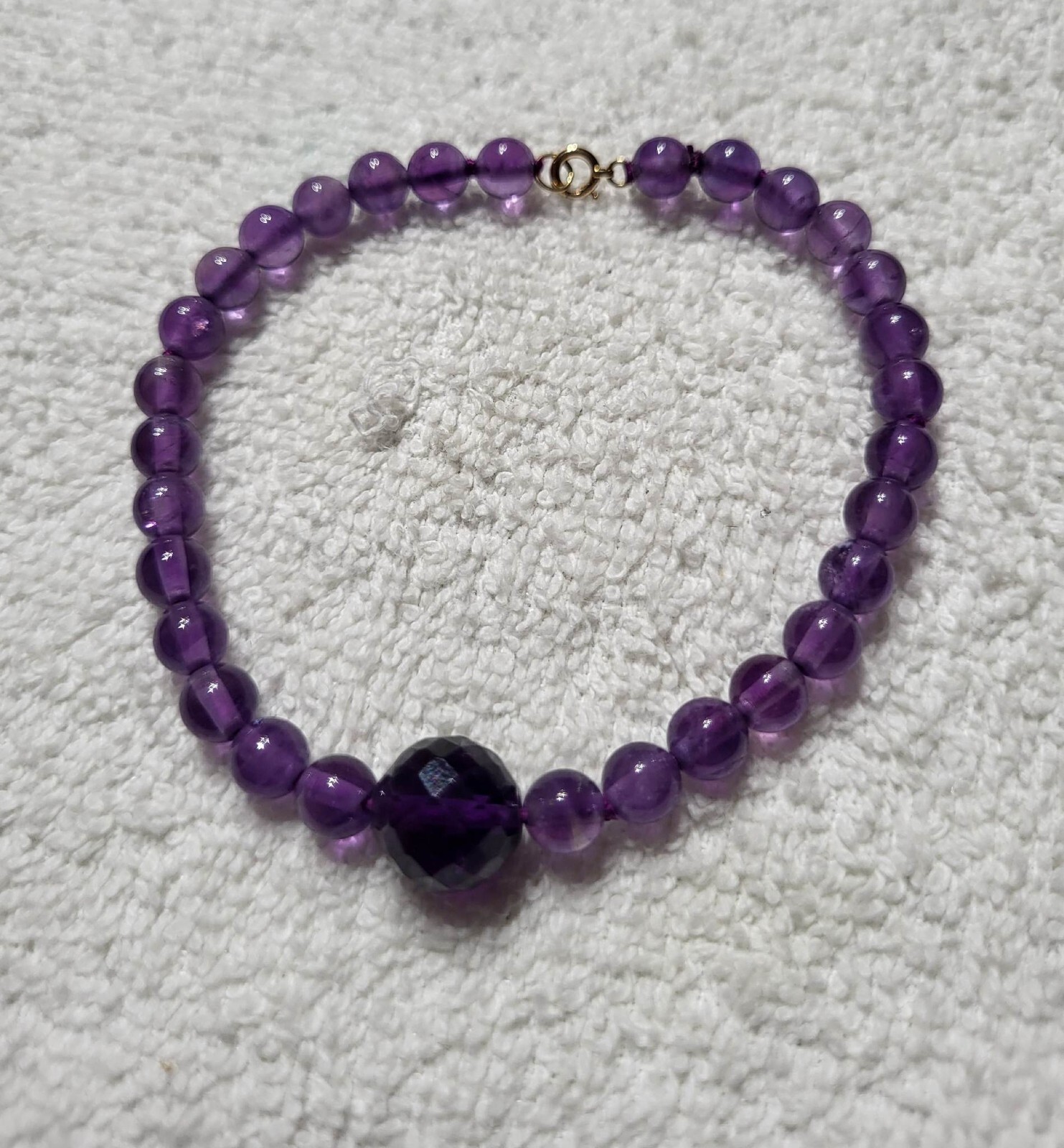 Vtg Bracelet w/ purple topaz glass beads 7 3/4in” -Tested