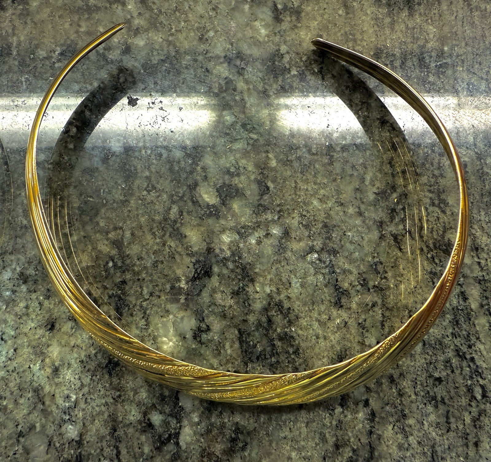 Vintage Gold Tone Collar Necklace – Am. DBL Double Gold Plate– Sculptural Choker