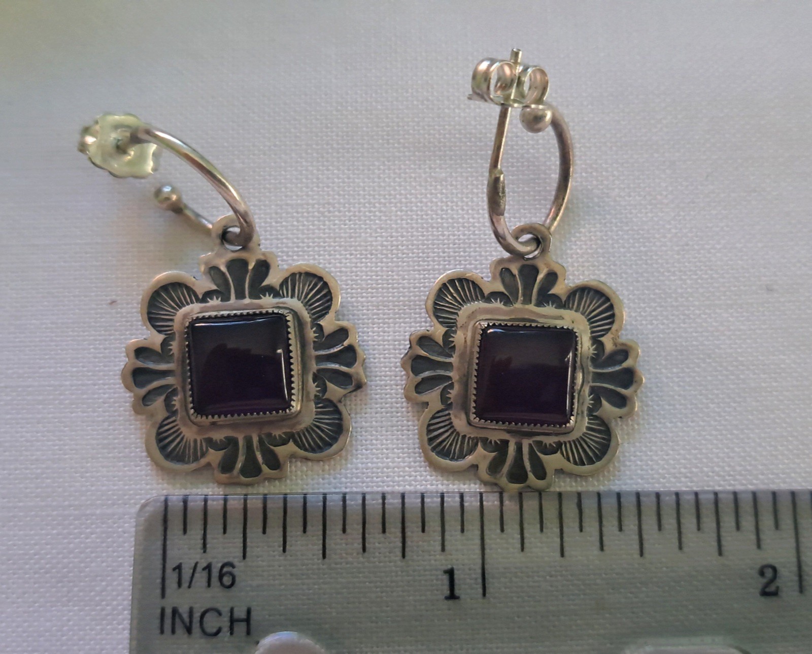Vintage D Lucas Sterling Clover Shape Featuring Amethyst Stone Dangle Earrings