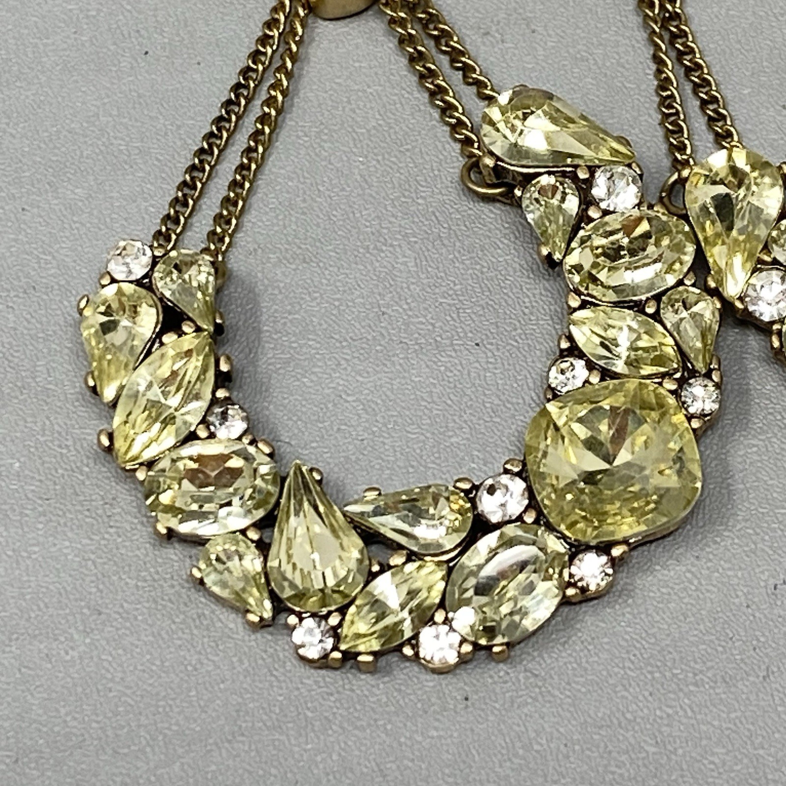 Rhinestone Earrings Chandier Dangle Drop Hoop Yellow Glass Pave Pierced 2.5″