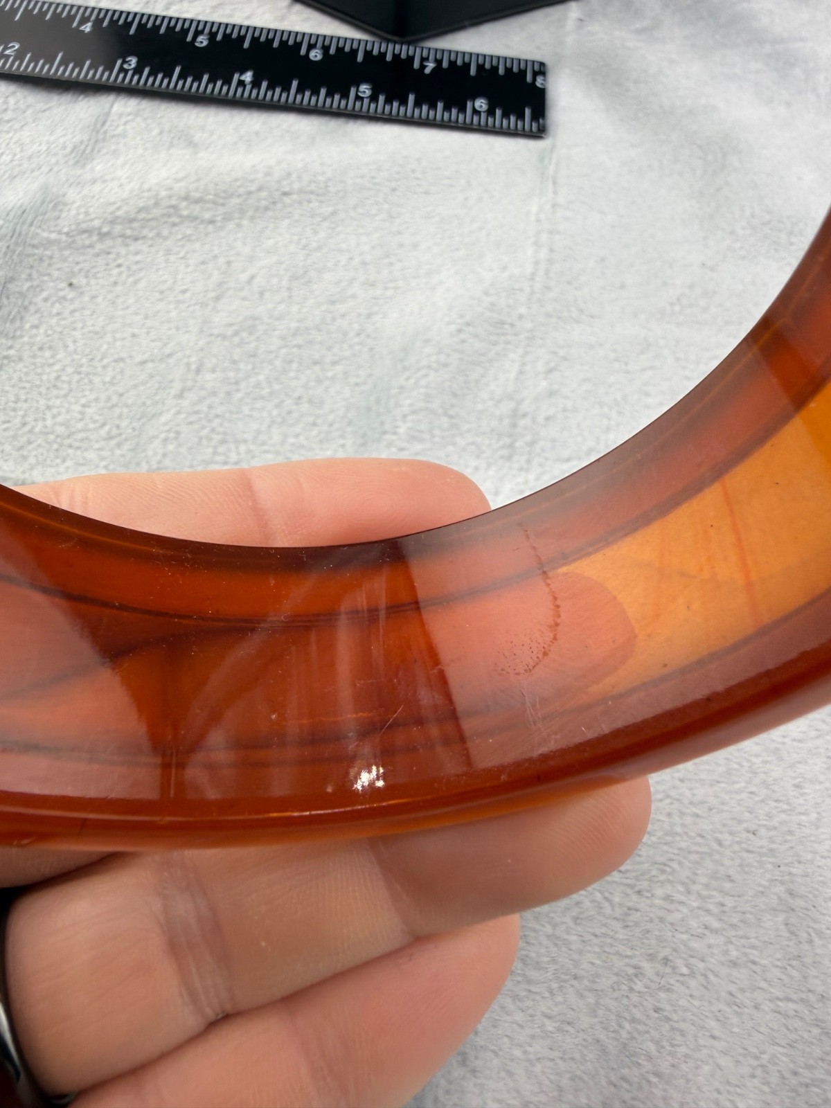 Vintage Acrylic Bangle Brown White Rootbeer 8.5”