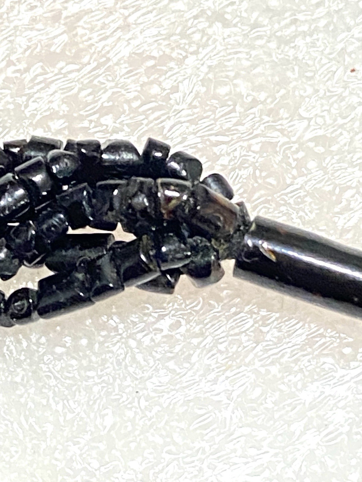 vintage genuine black coral Small elongated beads necklace Braided 6 Strands