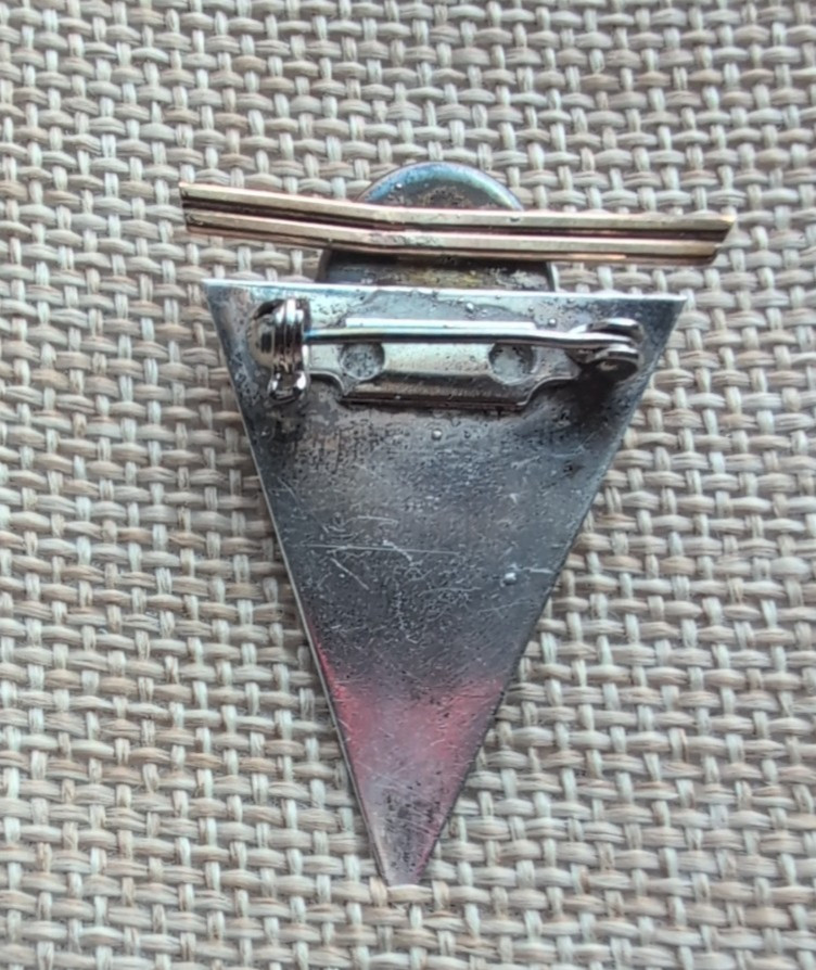Vintage Geometric Modernist Brooch Triangle Abalone Sterling Mixed Metal