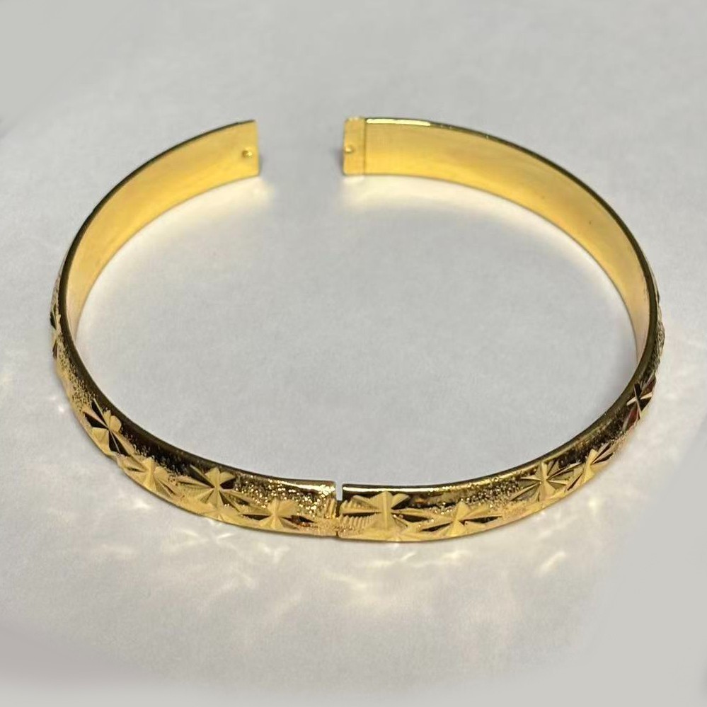 Floral Bangle Bracelet Openable Gold-wash (NOT SURE), marked’999′, 7.4 inch