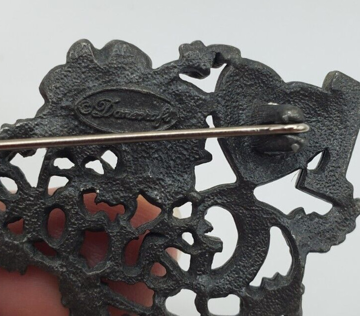 Danecraft I Love Gardening Pewter Pin Brooch Vintage Red Enameled Heart