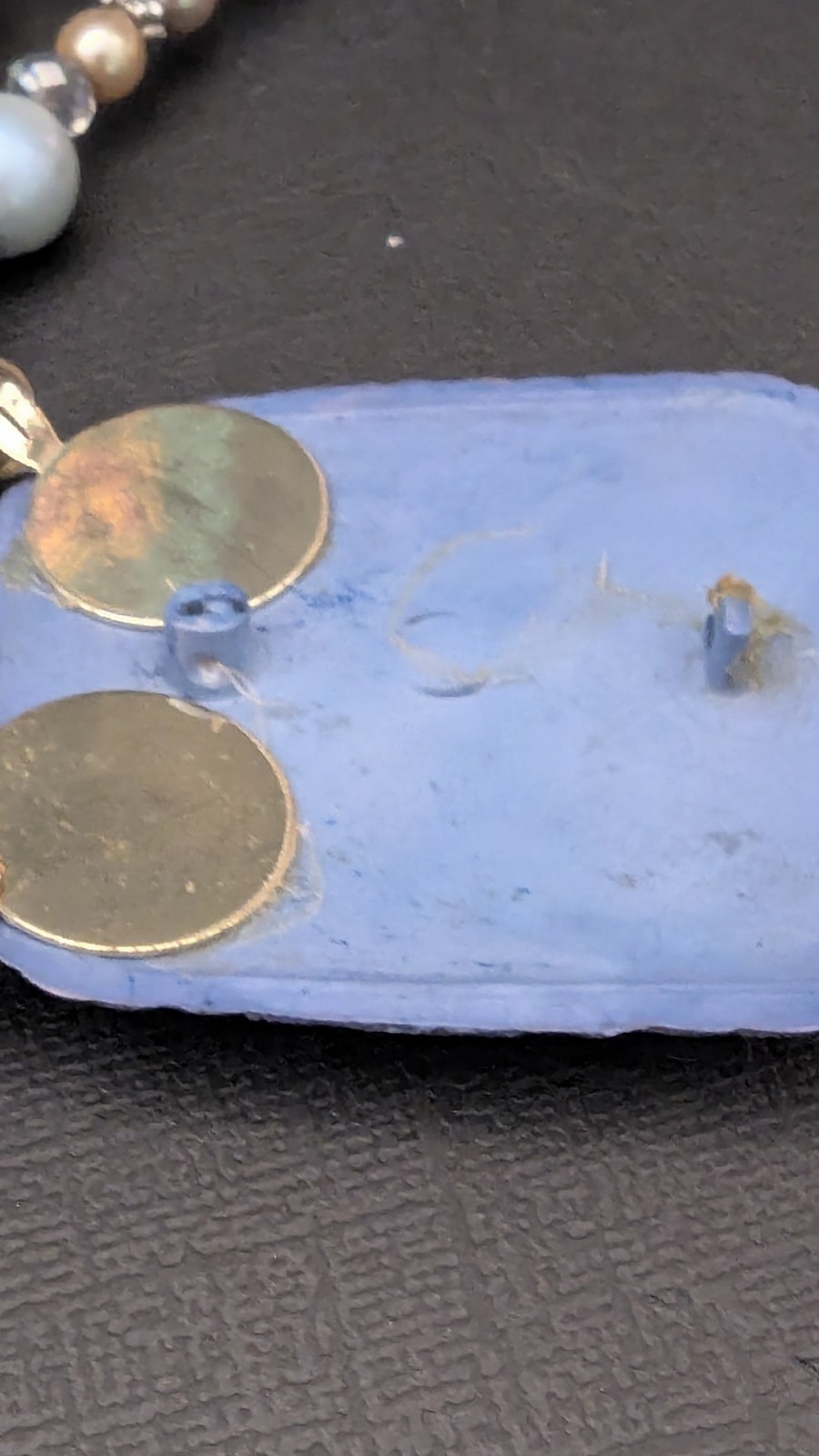 Vintage Light Blue Embossed Peacock Necklace – possibly Celluloid? With Earrings