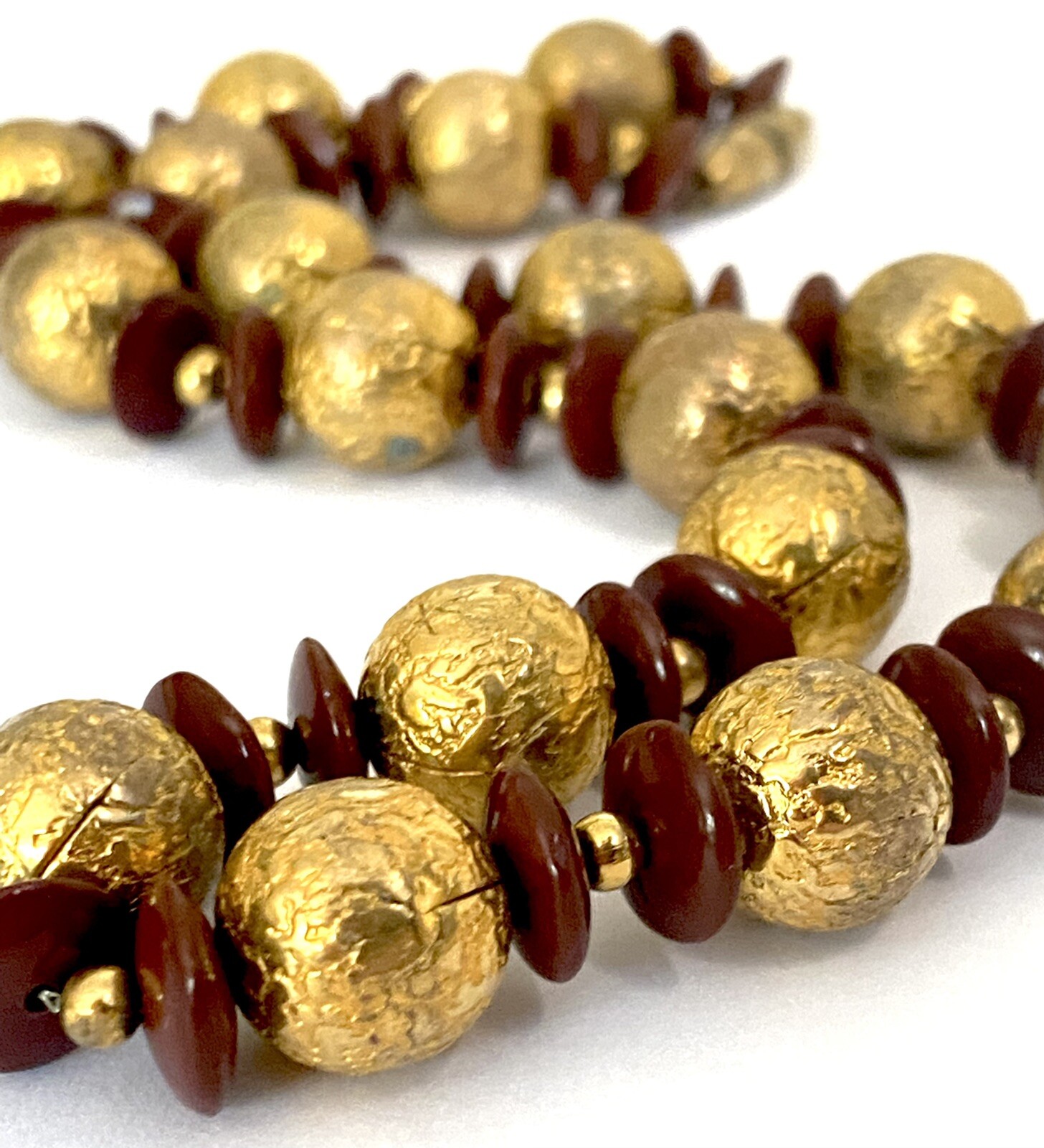 VTG CZECH Art Deco Gold Foiled Glass & Glass Spacers NECKLACE