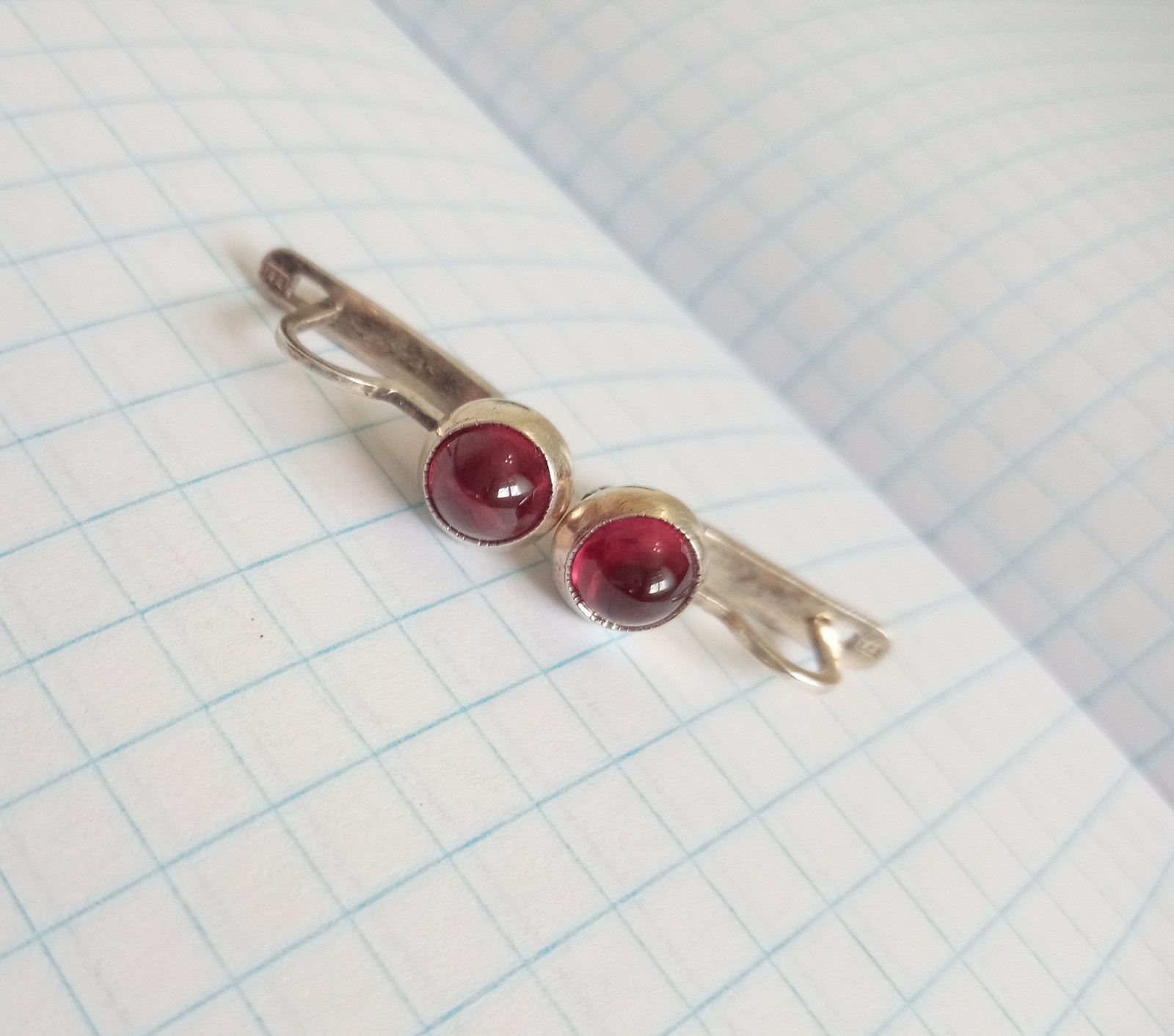 Vintage Earrings Red stones Sterling Silver 925 Star ussr times Women’s Jewelry