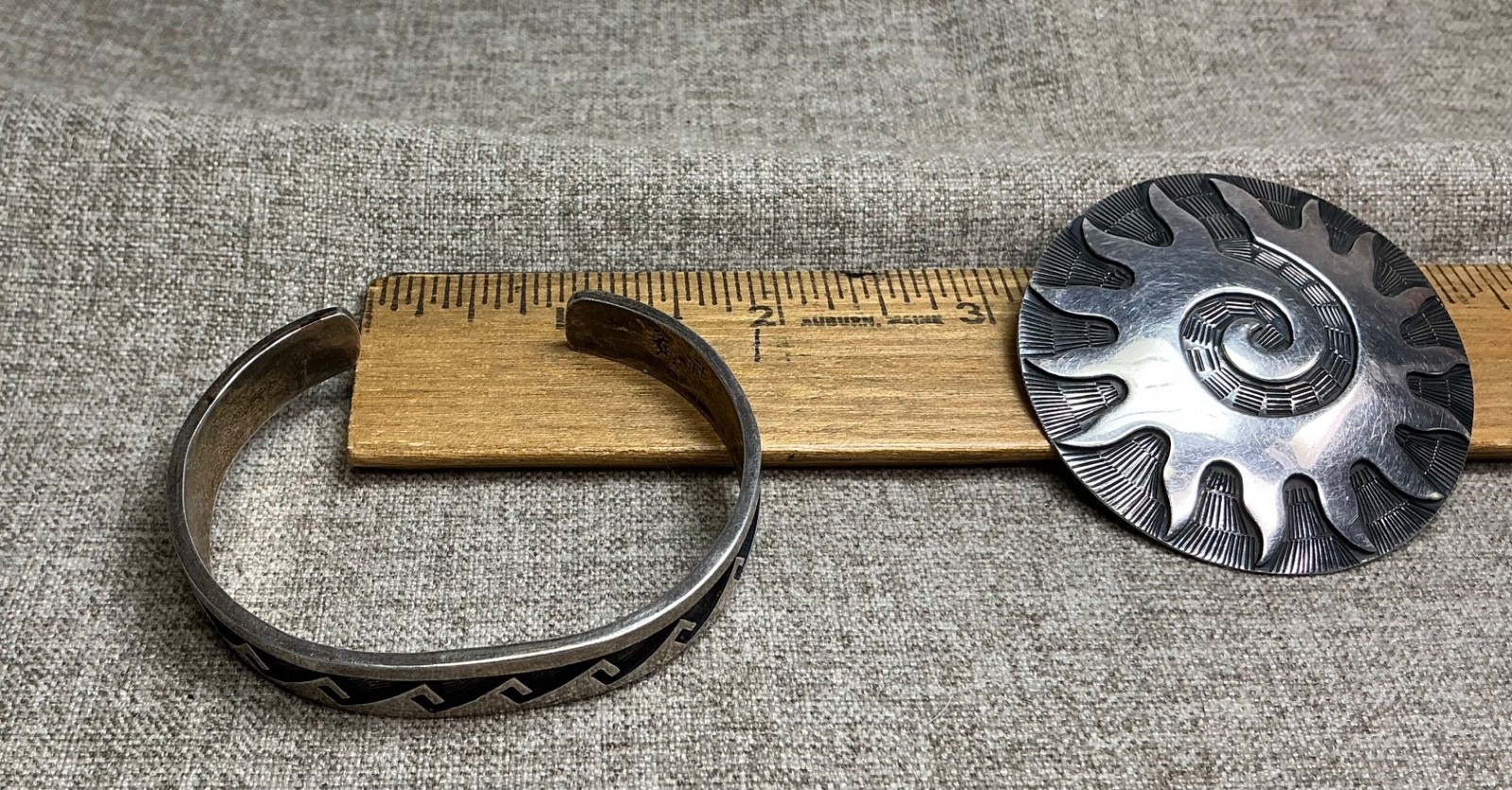 Sterling Silver Convertible pin/ pendent & Sterling Cuff bracelet, 49 Grams