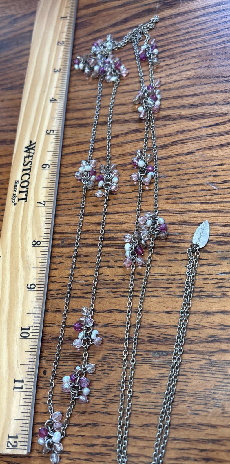 Vintage Coldwater Creek Necklace Single Strand Pink And White Beads