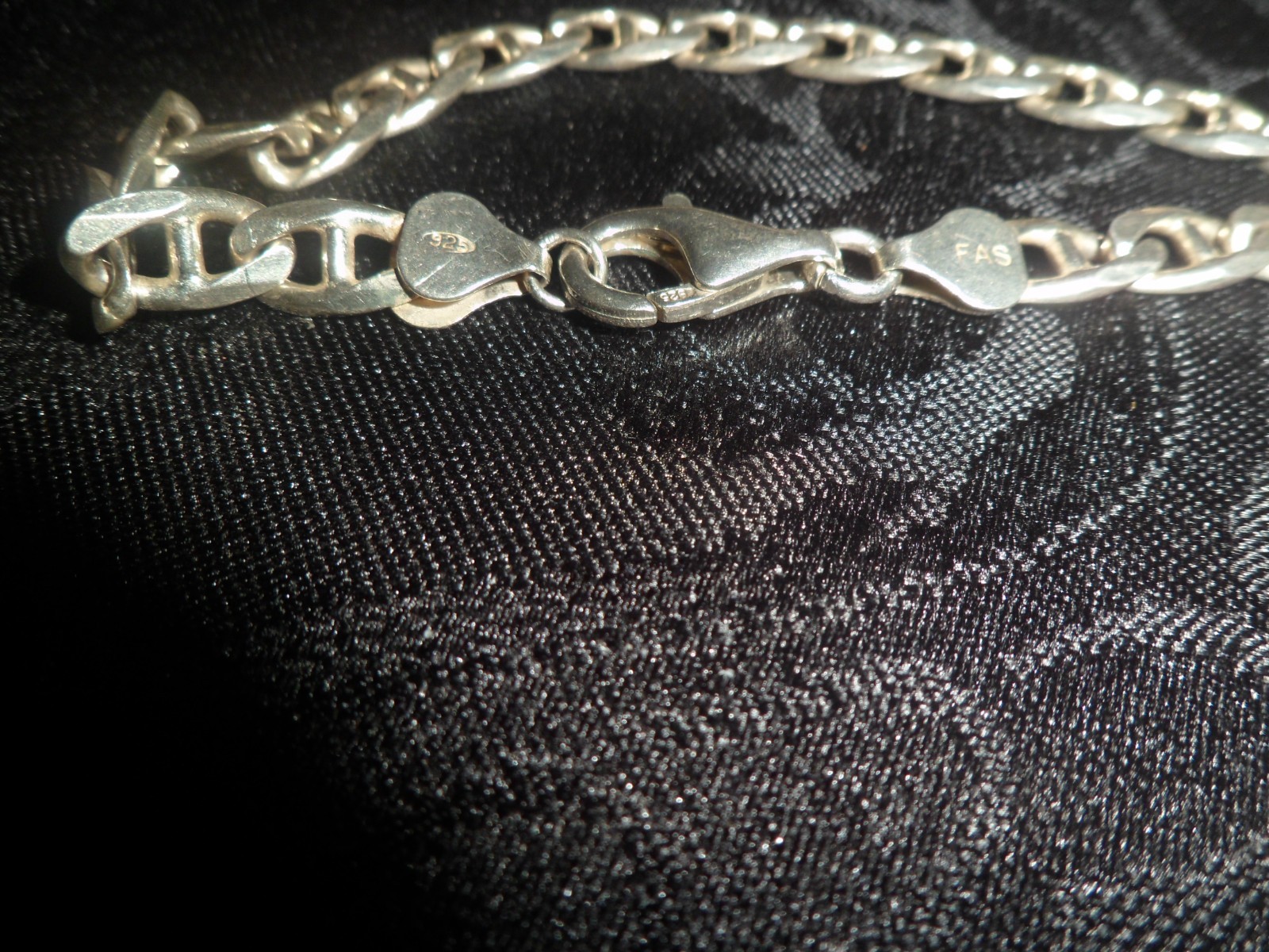 .925 Sterling Silver Vintage Italy Anchor Mariner Link Bracelet 8.25″