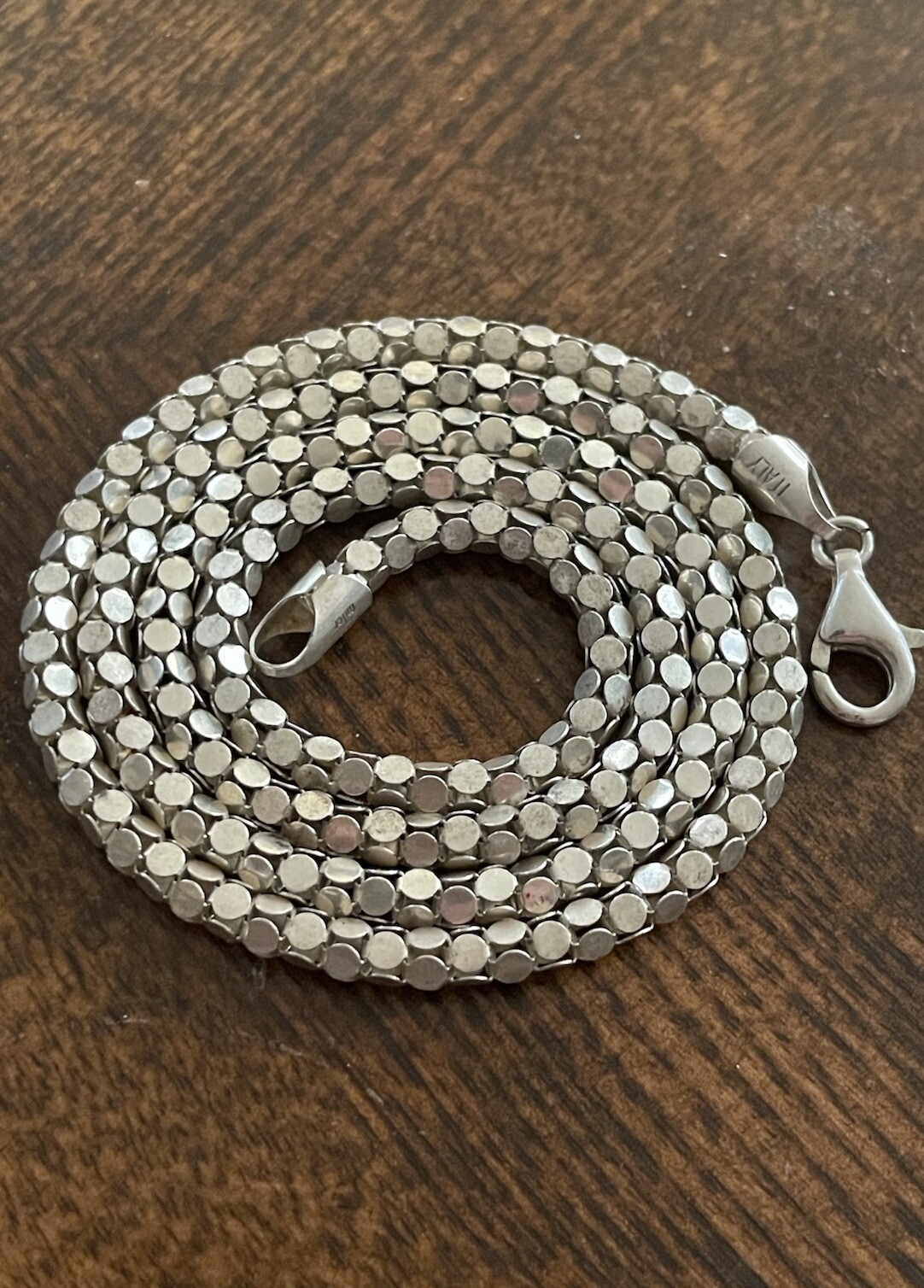 MILOR ITALY 22” Popcorn Design Necklace ~ Platinum Plated 925 Sterling Silver