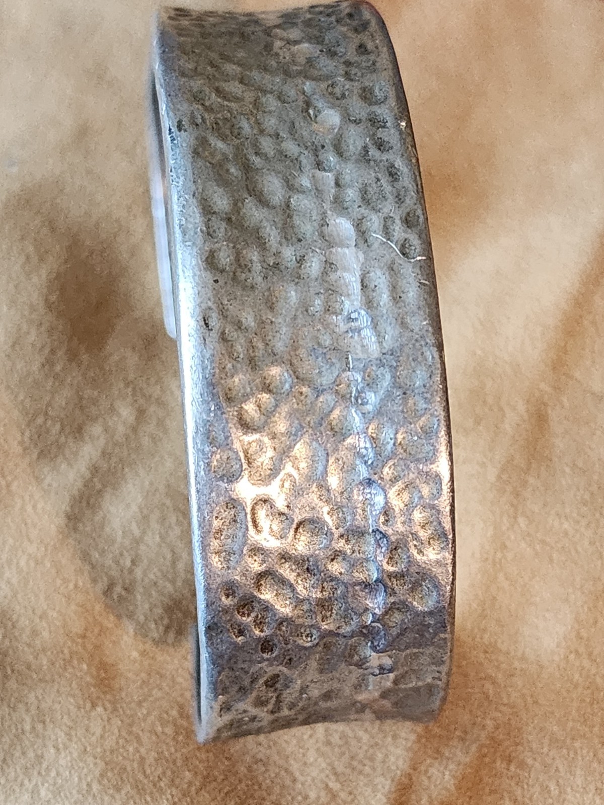 Robert Zentall Hammered Pewter Cuff Bracelet 3/4″ Wide Signed