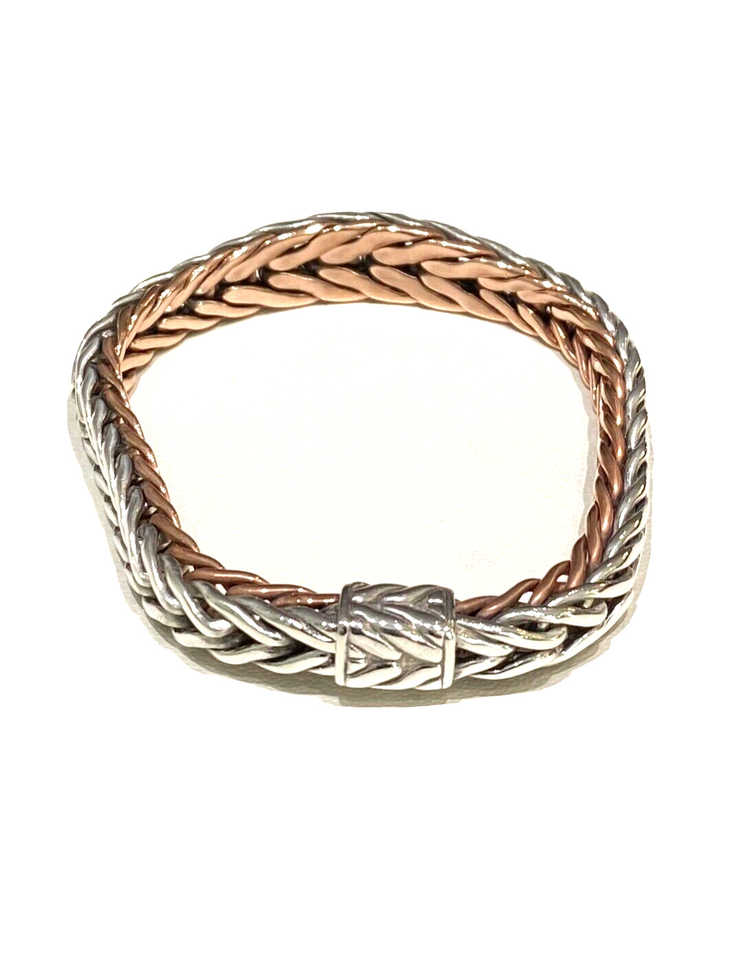 John Hardy sterling silver & copper spiga wheat chain bracelet, 5mm width.