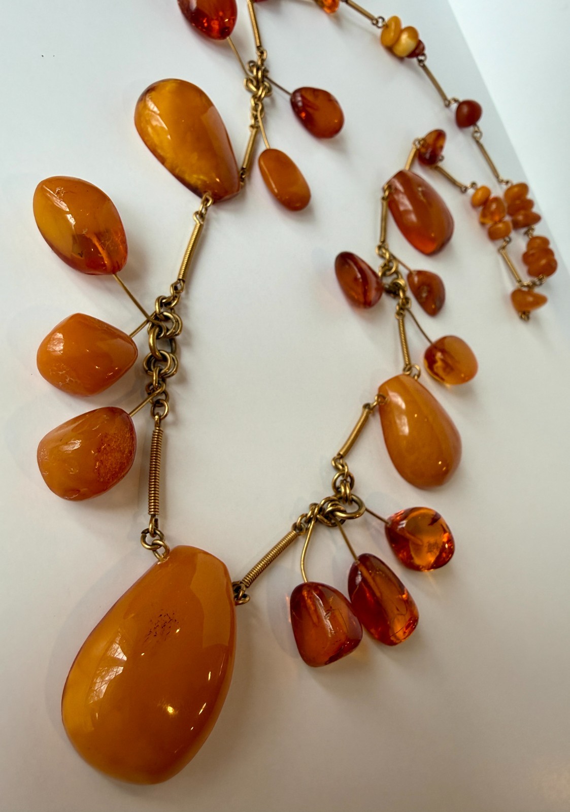 GORG Vintage Natural Egg Yolk Honey Cognac Baltic Amber Necklace 28″ EXC COND