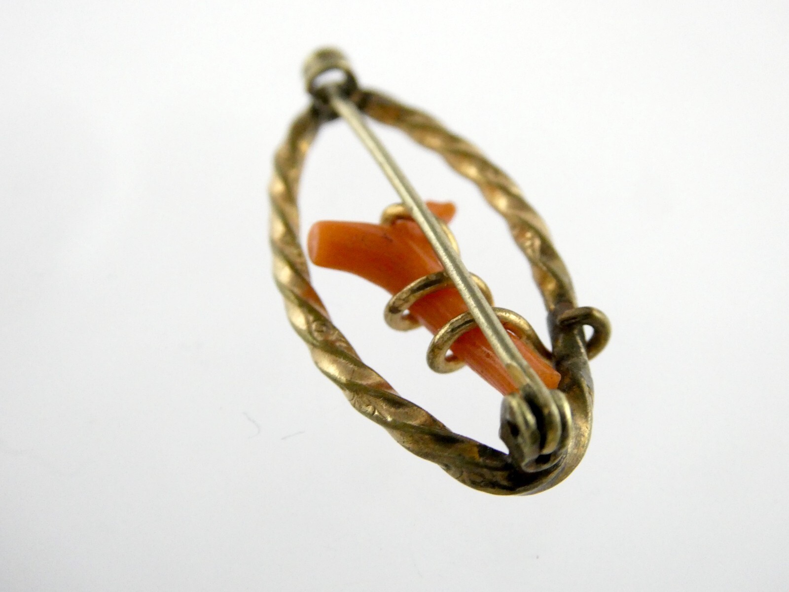 Antique Victorian Branch Coral Gold Filled Pin or Brooch Unmarked 2.2g 1 1/8 In
