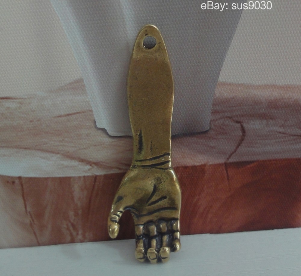 Solid Brass Lucky Right Hand Statue Pendant