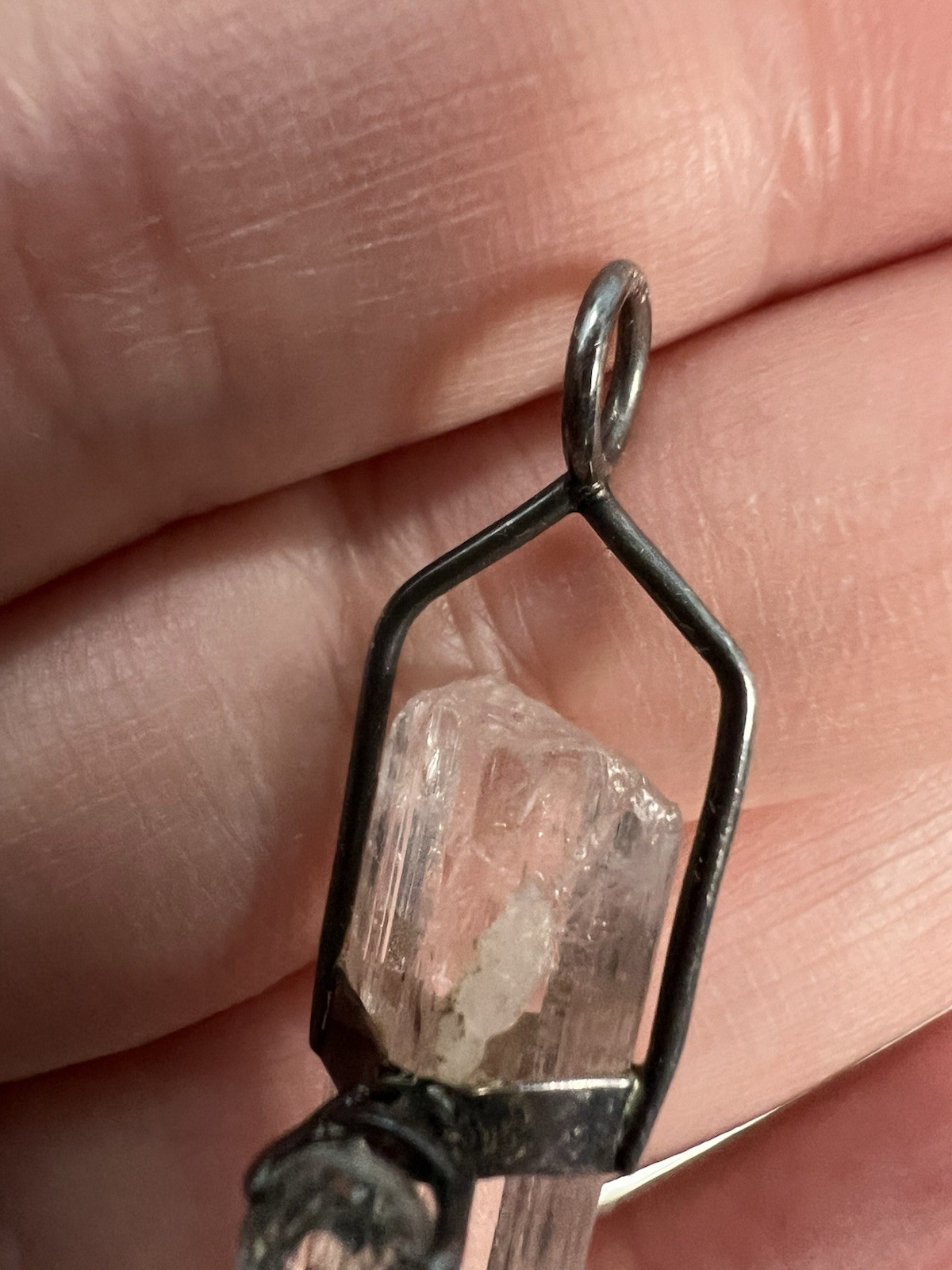 VTG Signed 925 Sterling Silver W Clear Quartz & Light Blue Stone Pendant *Read