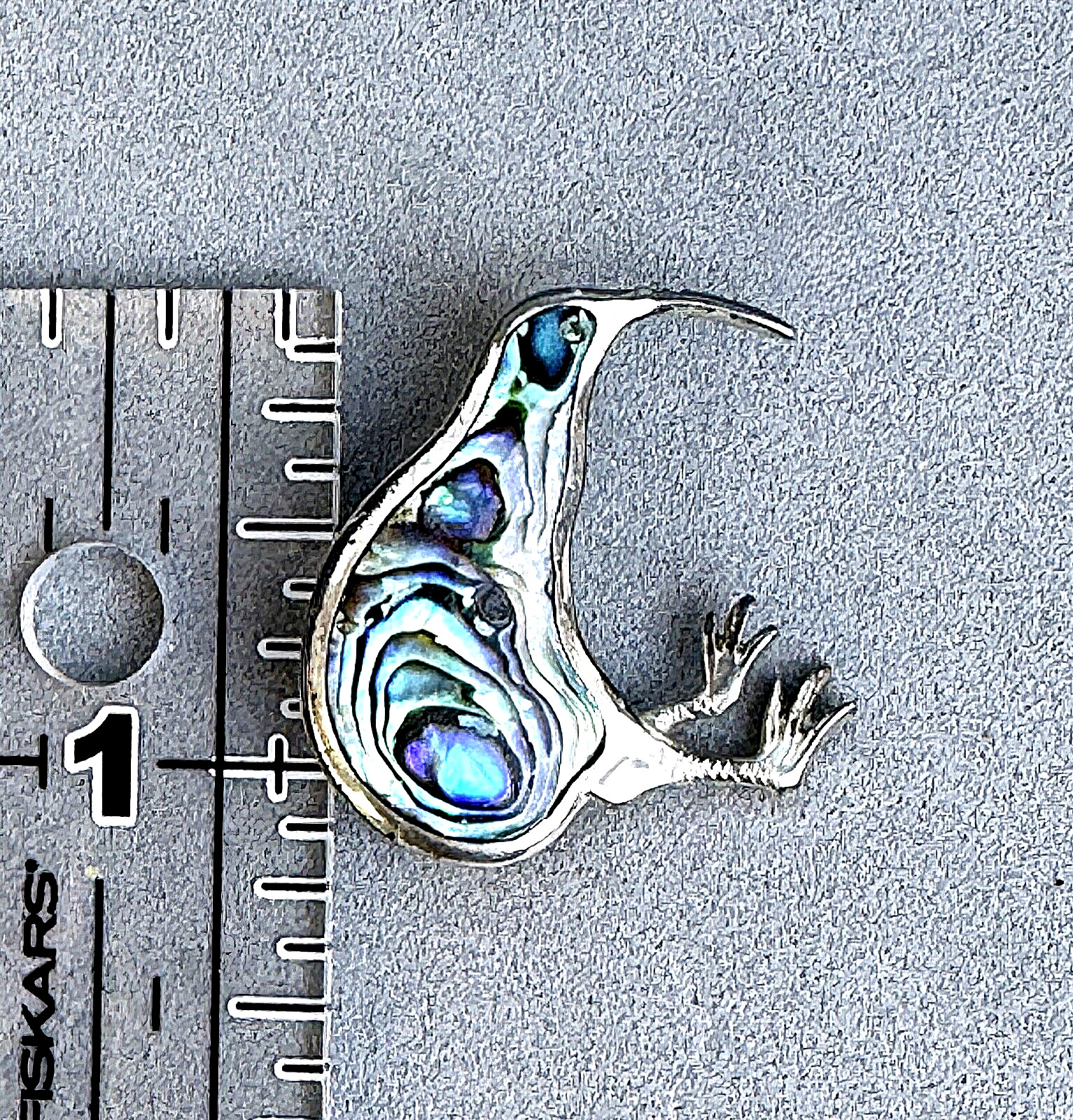 GORGEOUS Ataahua Maori New Zealand 925 Silver Abalone Kiwi Bird Brooch !