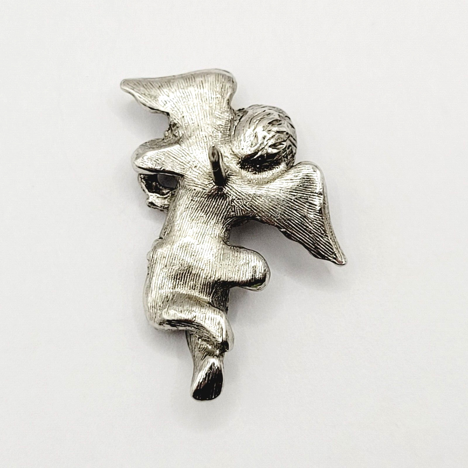 Cherub Angel Lapel or Scatter Pin Silver Tone Faux Marcasite Avon Vintage 1984