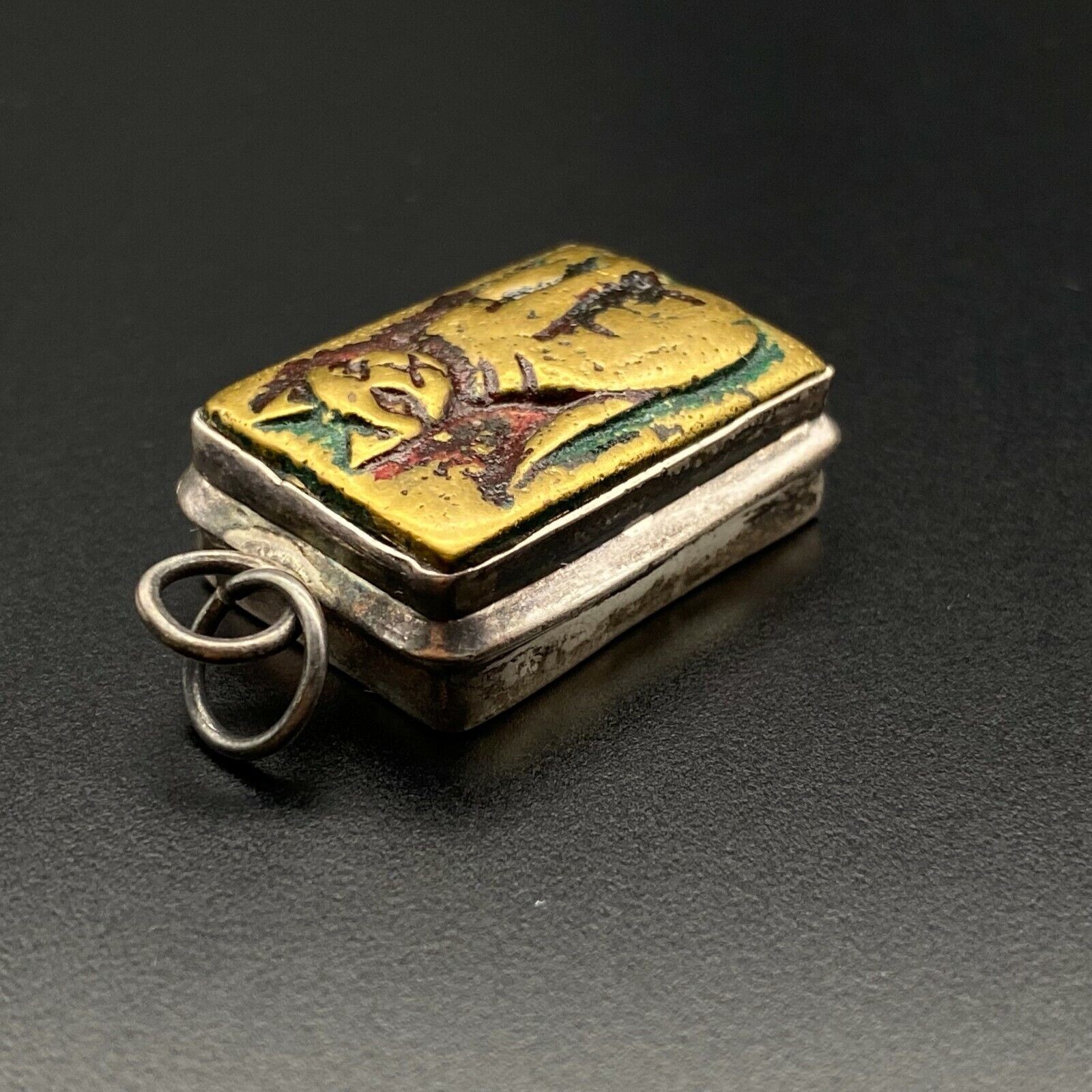 Vintage Cat Mixed Metal Silver Brass Copper Pendant