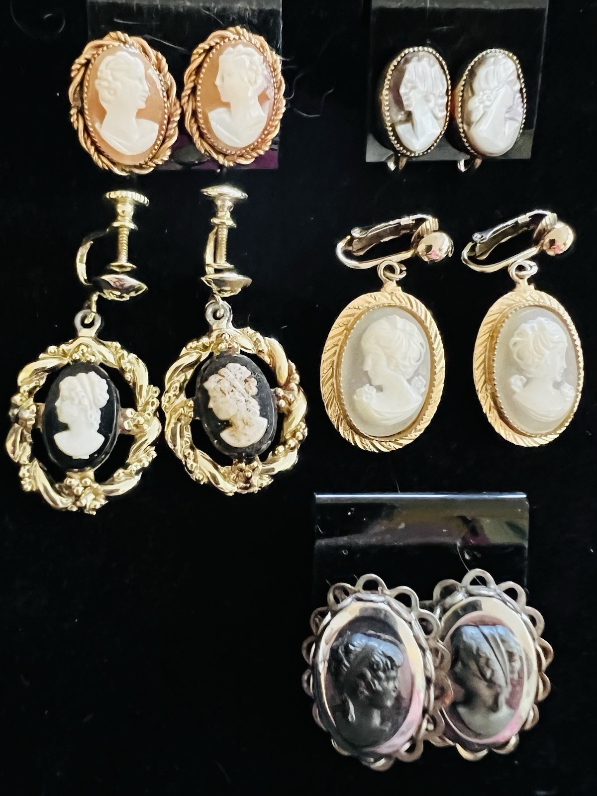 Vtg Estate Cameo Jewelry Artisan Painted Floral Romantic Victorian Revival Lot