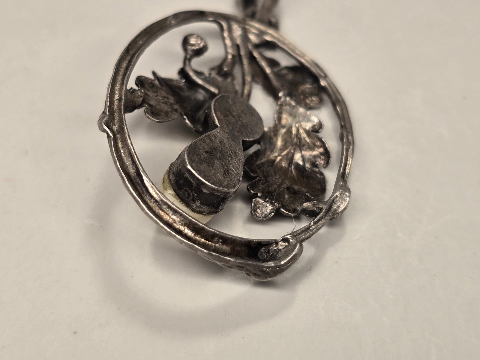 Antique Victorian Sterling Silver Pendant “An Acorn In Oak Leaves” – 35mm x 26mm